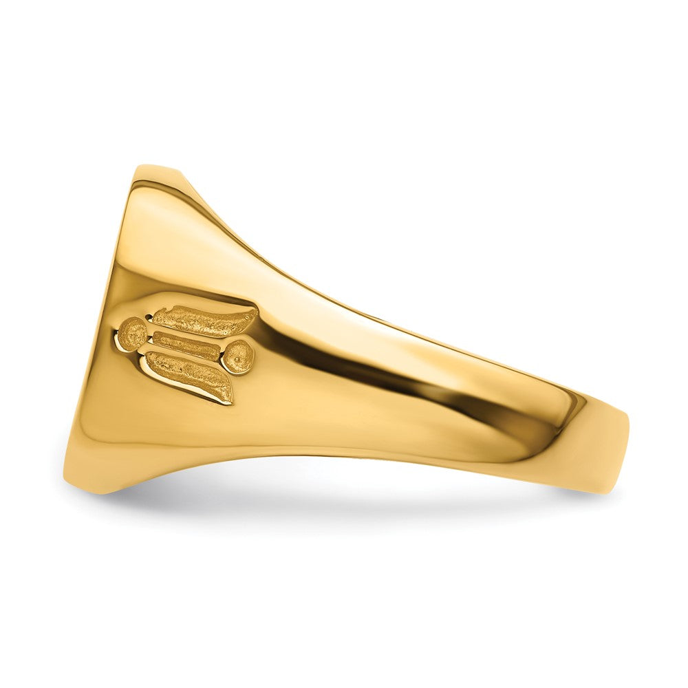 14K Gelbgold Herren-Freimaurerring, poliert und geriffelt (ohne Emaille)