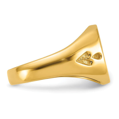 14K Gelbgold Herren-Freimaurerring, poliert und geriffelt (ohne Emaille)