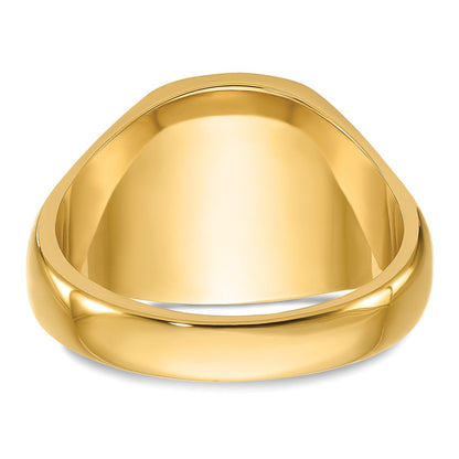 14K Gelbgold Herren-Siegelring, poliert, mit Rillen und schwarzer Emaille, Freimaurer-Design