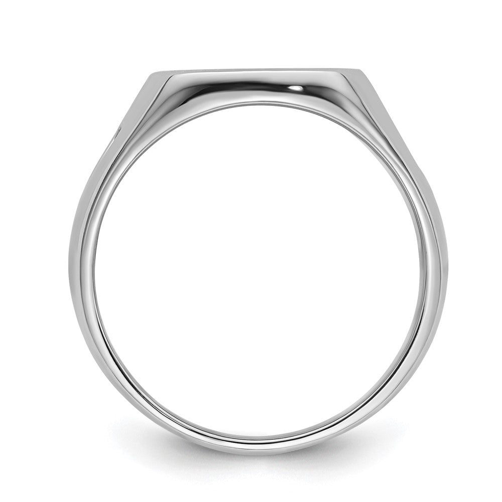 14K Weißgold Herren Freimaurer-Ring, poliert und mit Rillen (ohne Emaille)
