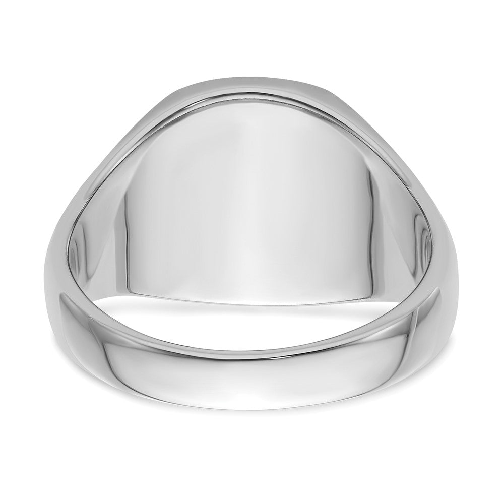 14K Weißgold Herren Freimaurer-Ring, poliert und mit Rillen (ohne Emaille)