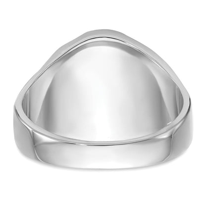 14K Weißgold Herren-Siegelring, poliert, antik und geriffelt, mit imitiertem blauem Spinell, Freimaurer-Ring