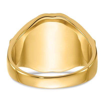 14K Gelbgold Herren-Siegelring, poliert, antik und texturiert, mit synthetischem blauem Spinell, freimaurerisch
