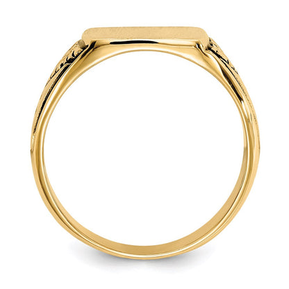 14K Gelbgold Siegelring mit geschlossener, antikisierter Fassung, 11,0x11,5mm