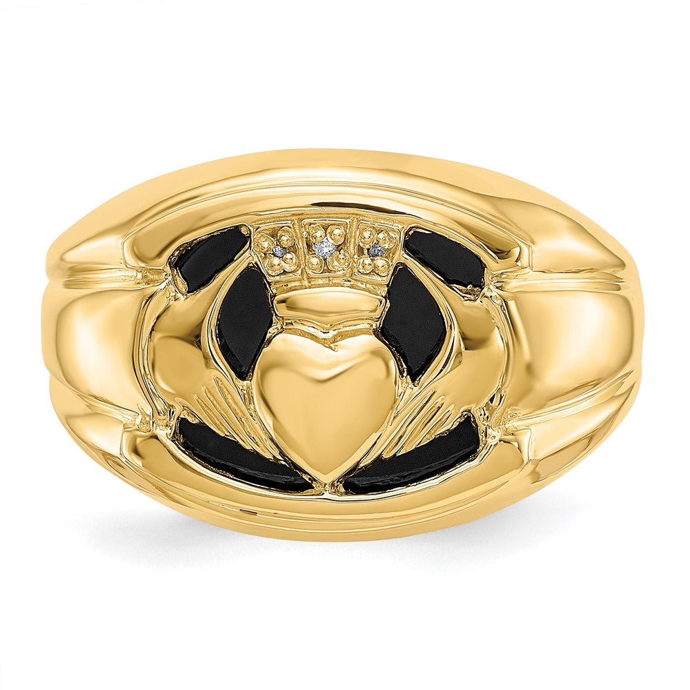 14K Gelbgold Herrenring mit echtem Diamant