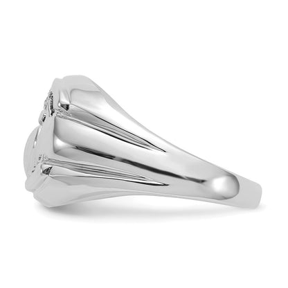 14K Weißgold Aa Diamant und Onyx Herren Claddagh Ring