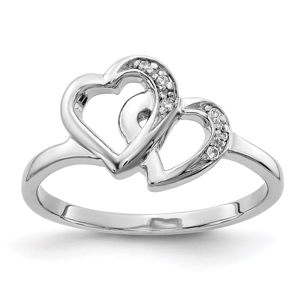 Ring aus 14K Weißgold mit echten Diamanten in Herzform (AA)