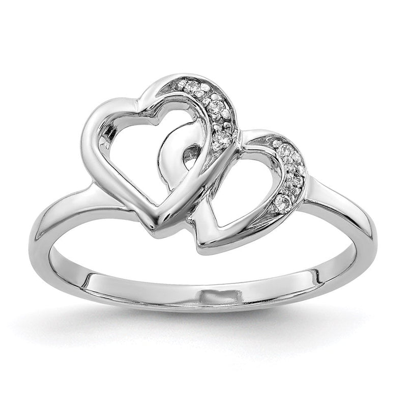 Ring aus 14K Weißgold mit echten Diamanten in Herzform (AA)