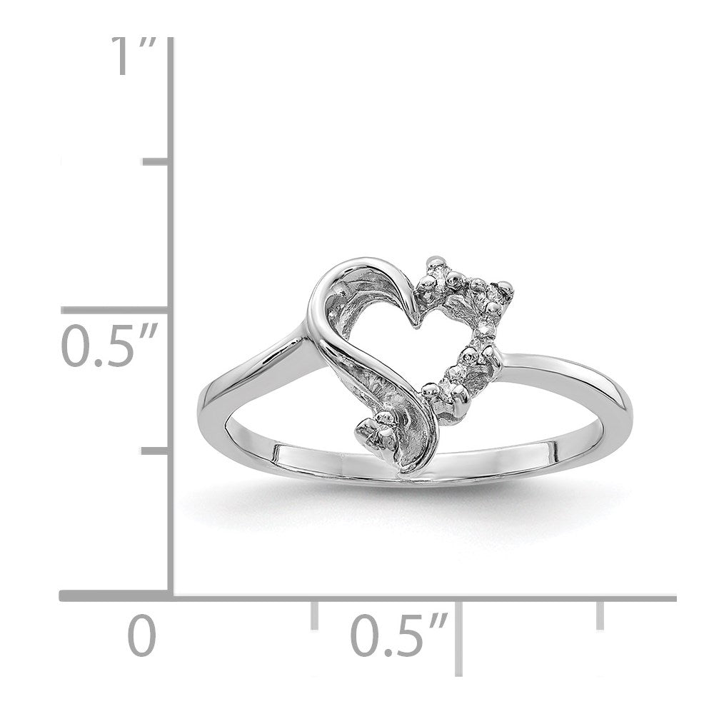 14K Weißgold Herzring mit natürlichen Diamanten