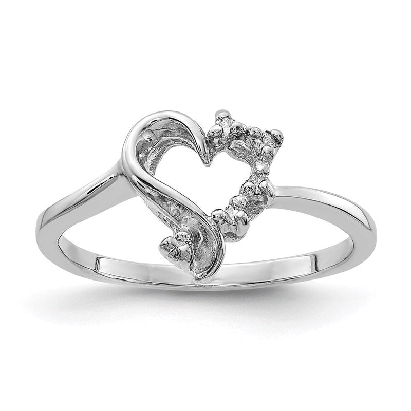 14K Weißgold Ring mit Diamanten in Herzform VS