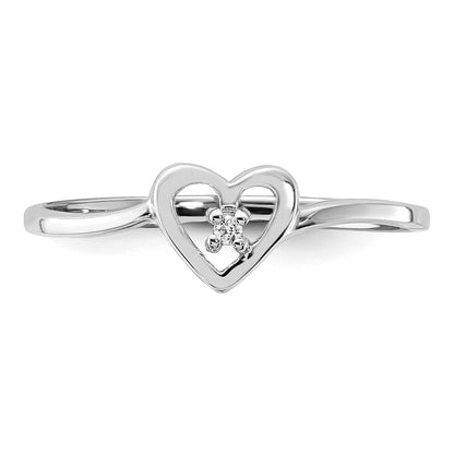 14K Weißgold Ring mit Diamant-Herz, AAA-Qualität