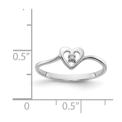14K Weißgold AA Diamant-Herz-Ring