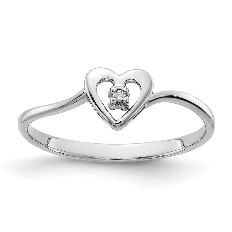 14K Weißgold Herzring mit VS echtem Diamant