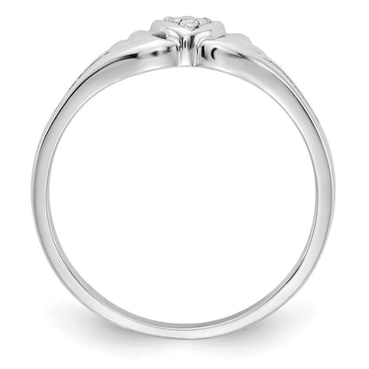14K Weißgold Ring mit echten Diamanten in Herzform (AA)