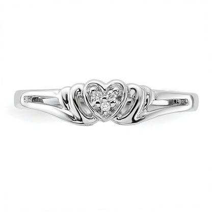14K Weißgold Ring mit echten Diamanten in Herzform, VS