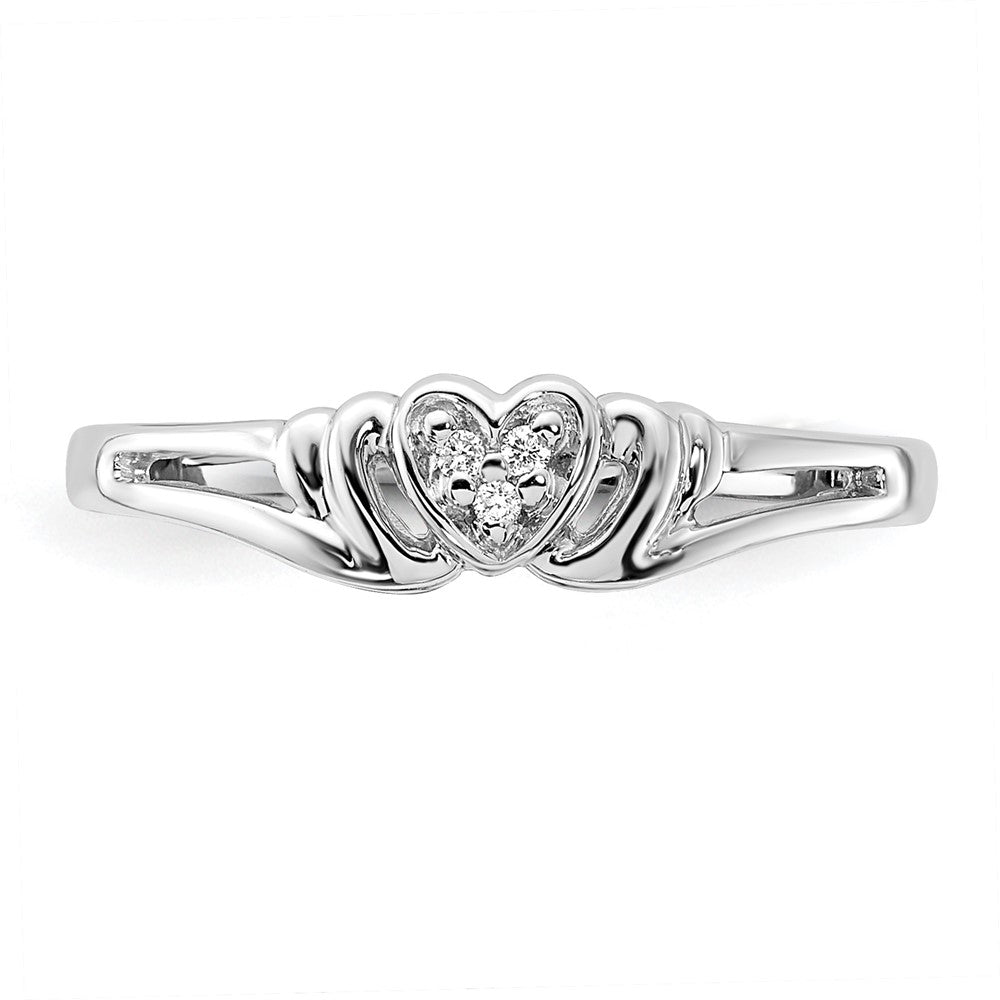 Ring aus 14K Weißgold mit echten Diamanten in Herzform, AAA