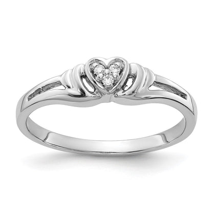 14K Weißgold Ring mit einem echten Diamant-Herz