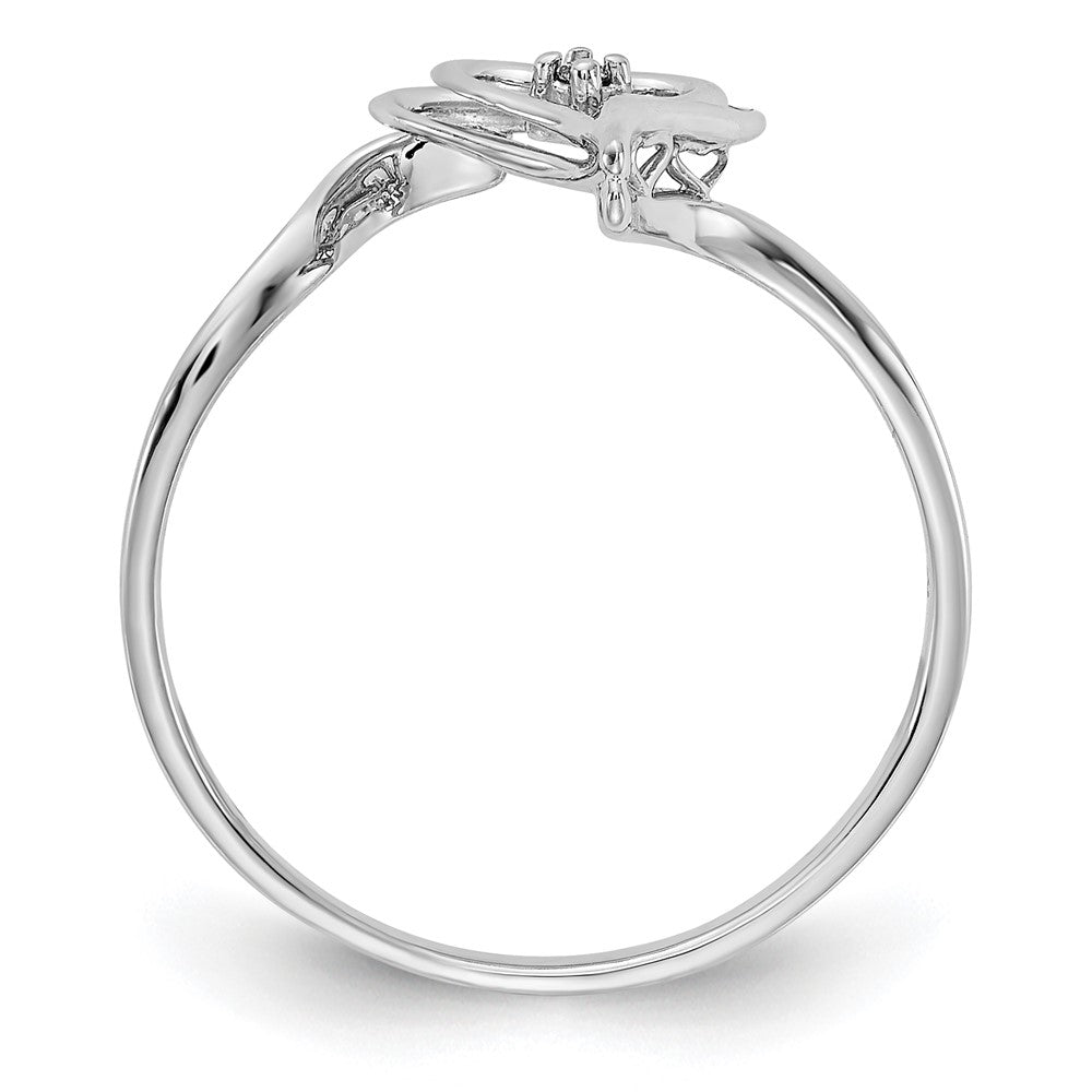 14K Weißgold Herz-Ring mit einem echten Diamanten