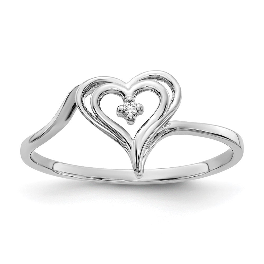 14K Weißgold Diamant-Herzring