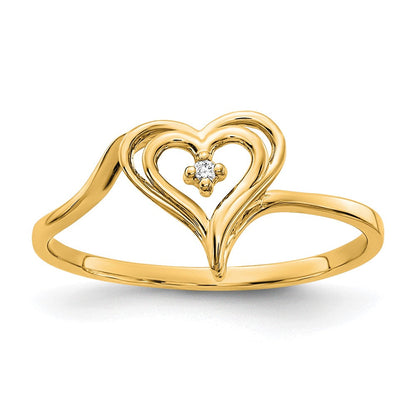 14K Gelbgold Diamant Herz Ring