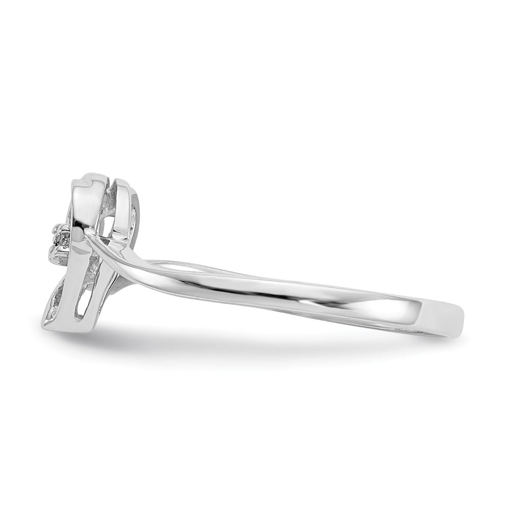14K Weißgold Herzring mit echten AA-Diamanten