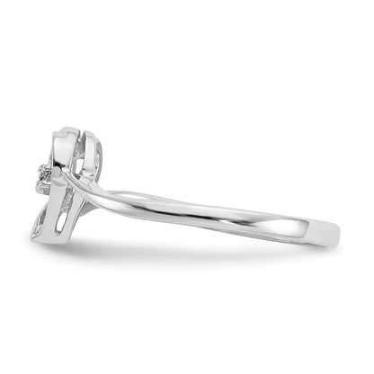 14K Weißgold Herzring mit AAA Diamant