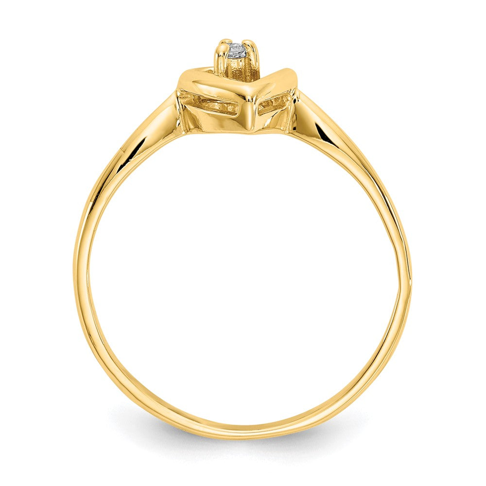 14K Gelbgold Ring mit echtem Diamant im Herz-Design