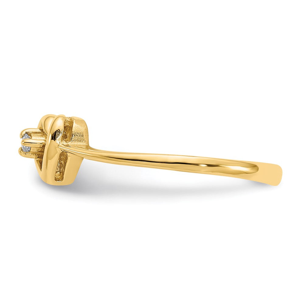 14K Gelbgold Herzring mit einem echten Diamanten