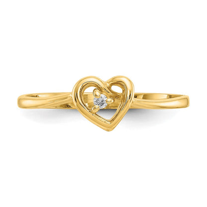 14K Gelbgold Herzring mit einem echten Diamanten