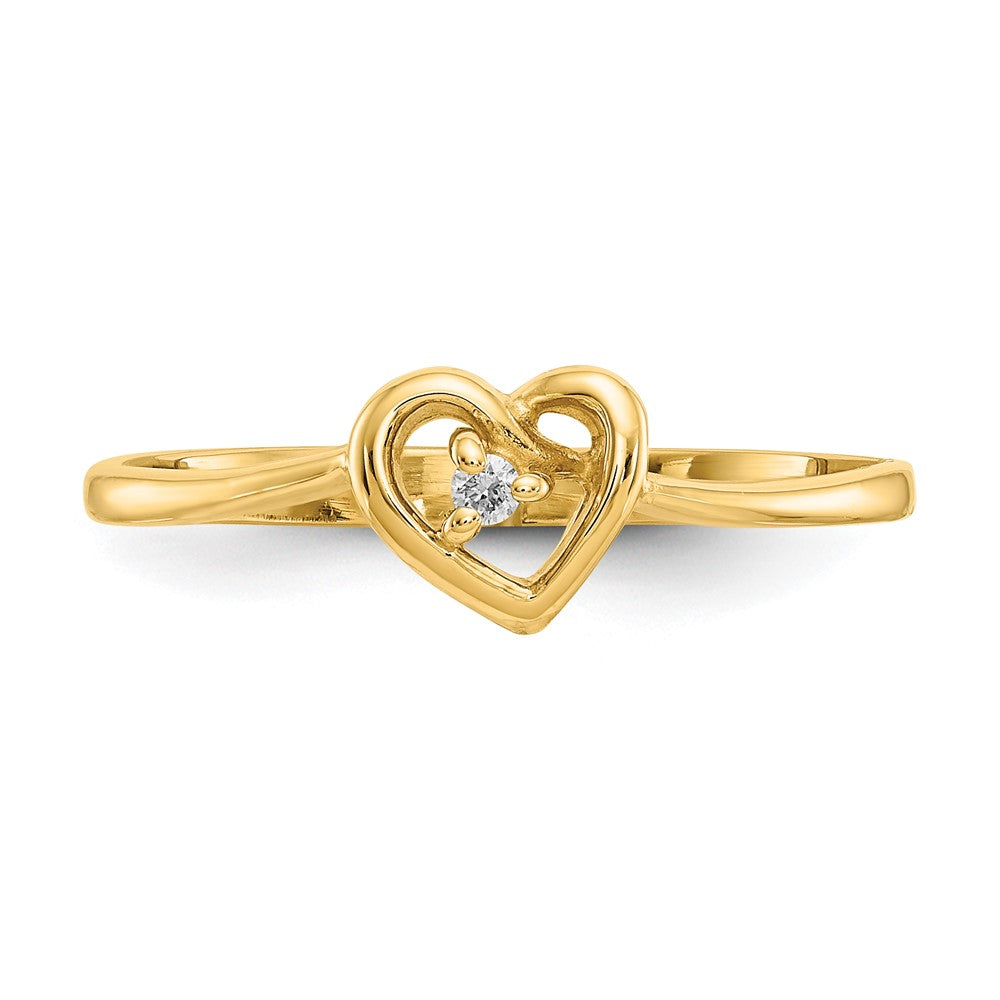 14K Gelbgold Ring in Herzform mit echten AAA-Diamanten