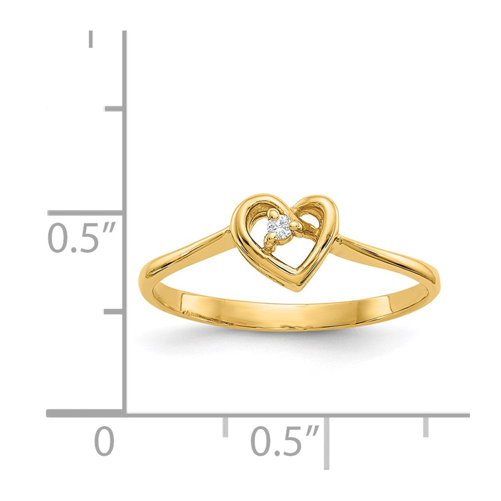 14K Gelbgold Ring mit echtem Diamant im Herz-Design