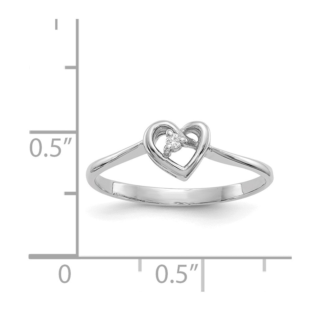 14K Weißgold-Ring mit echten AAA-Diamanten in Herzform