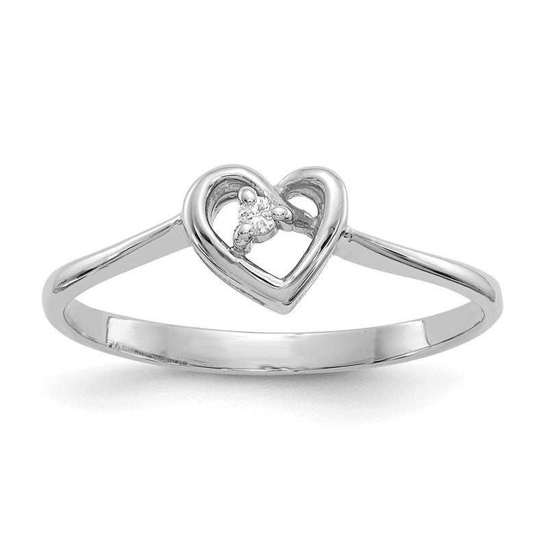 14K Weißgold Diamant-Herzring