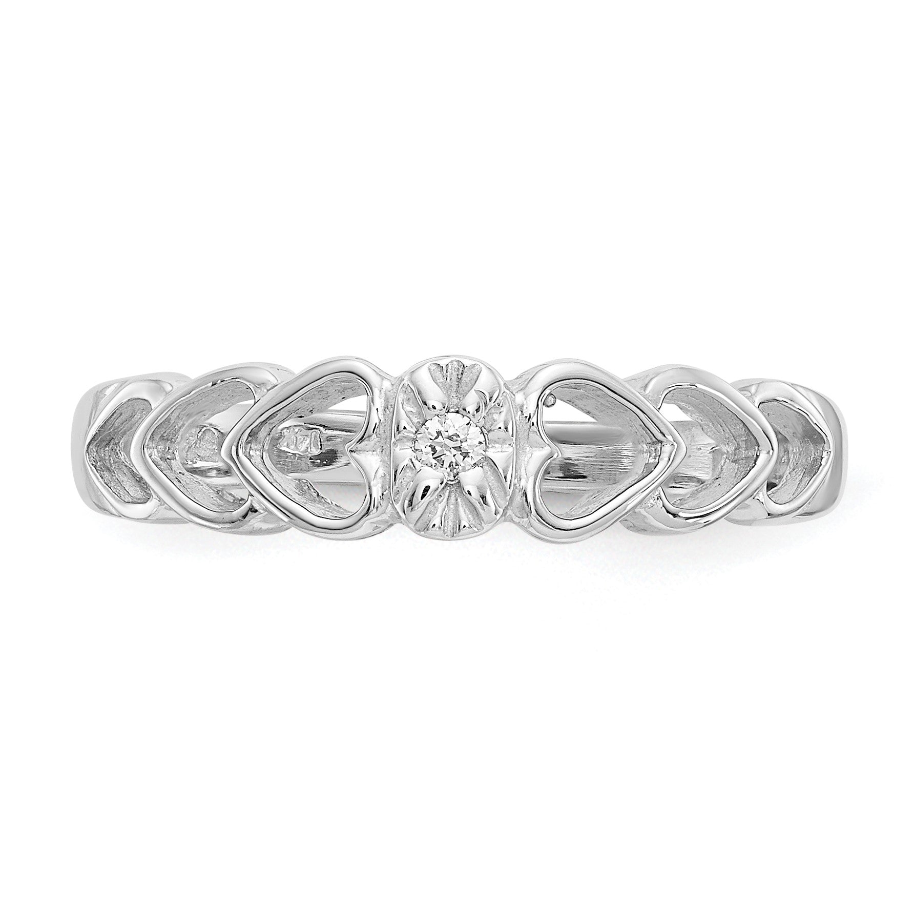 14K Weißgold A Diamant Herz Ring