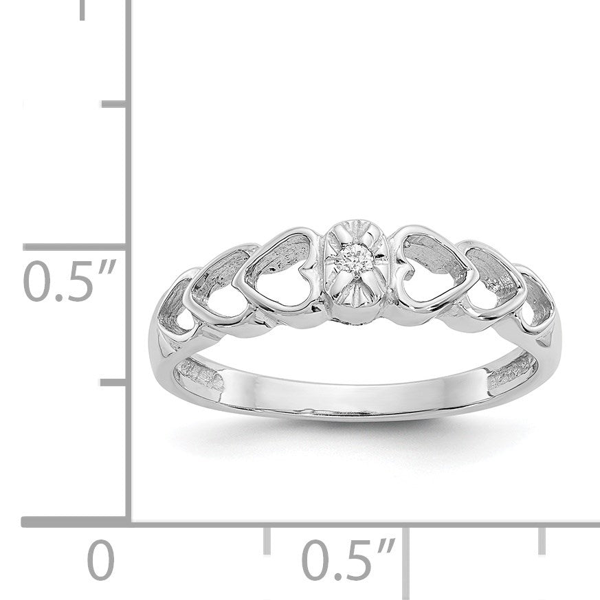 14K Weißgold A Diamant Herz Ring