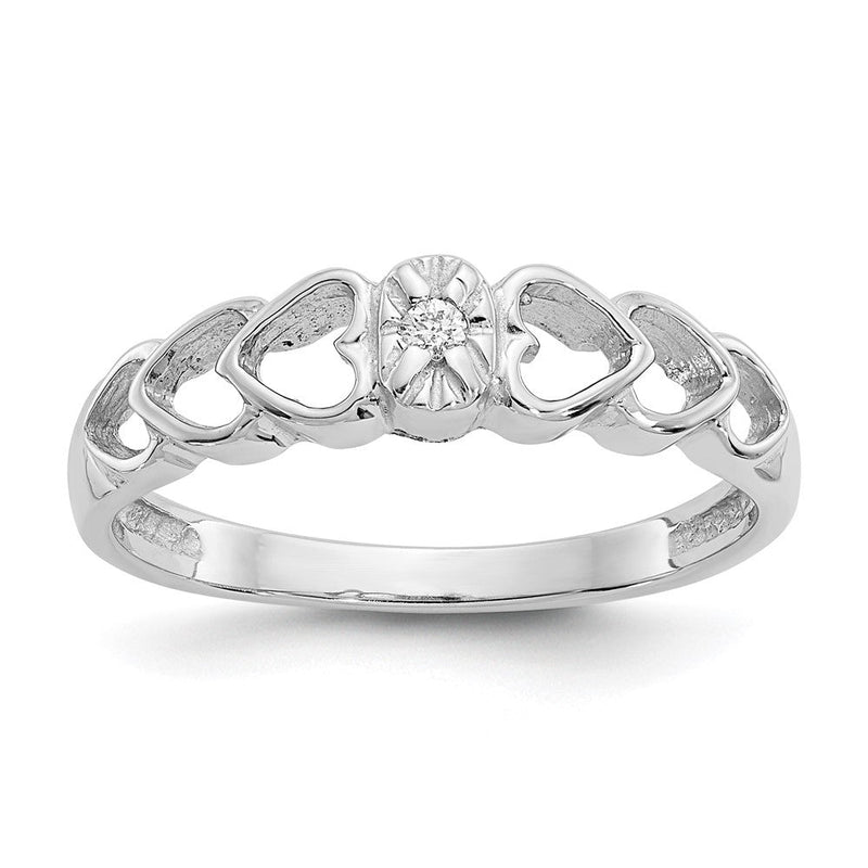 14K Weißgold Ring mit echtem Diamant in Herzform
