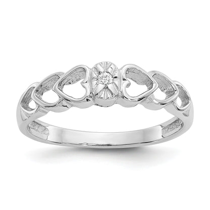 14K Weißgold A Diamant Herz Ring