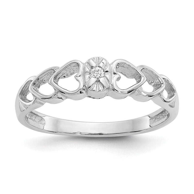 14K Weißgold A Diamant Herz Ring