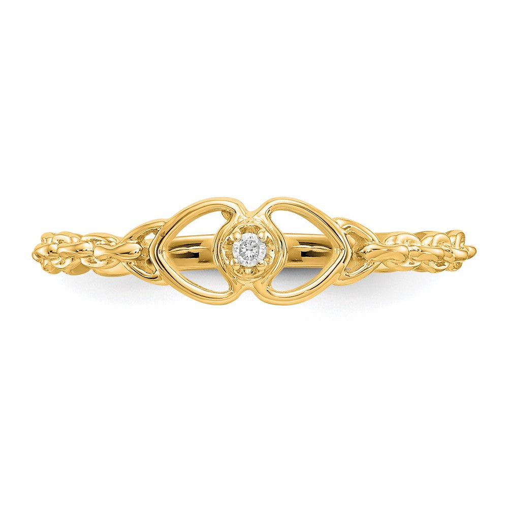 14K Gelbgold Herz-Ring mit echtem Diamant