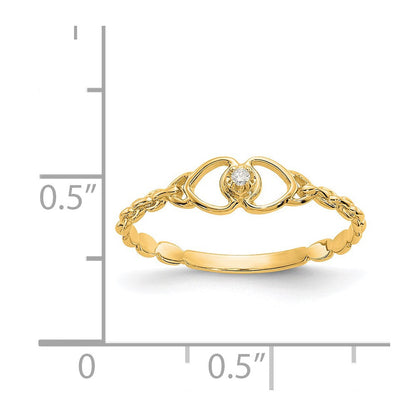 14K Gelbgold Herzring mit echtem Diamant VS