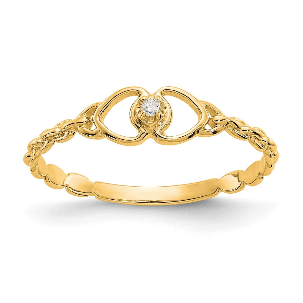 14K Gelbgold Herz-Ring mit echtem Diamant
