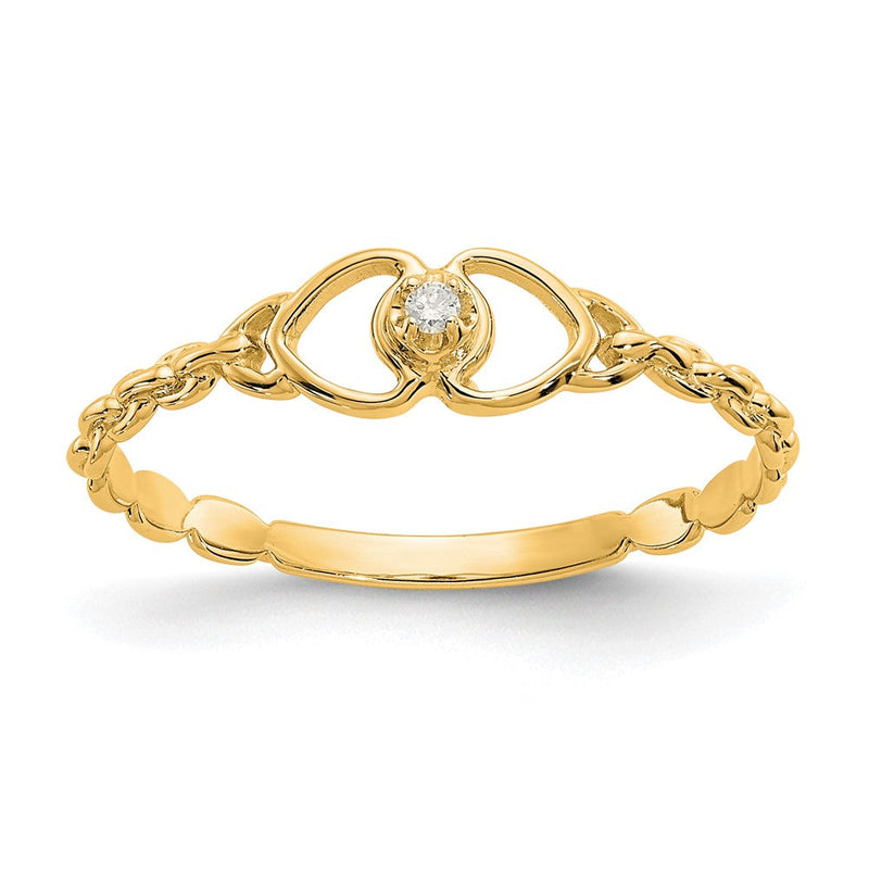 14K Gelbgold Herzring mit echtem Diamant