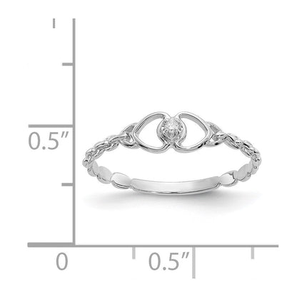 14K Weißgold Herz-Ring mit echten AAA-Diamanten
