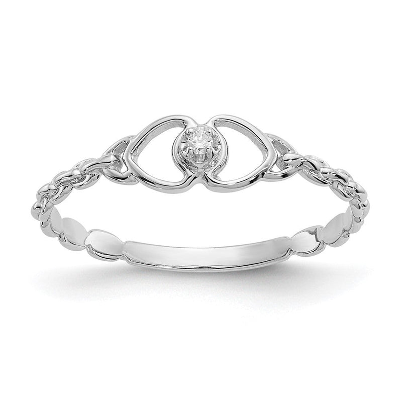 14K Weißgold Diamant-Herzring VS