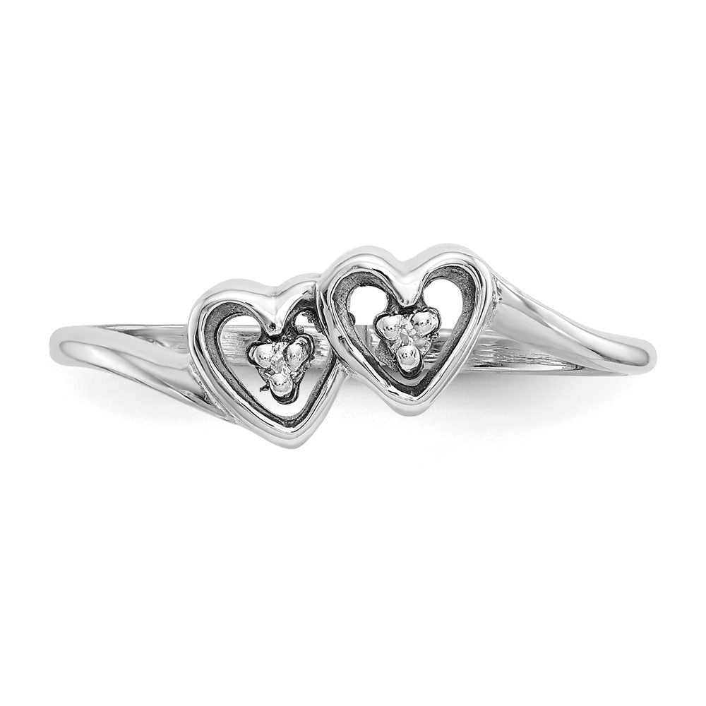 Herzring aus 14K Weißgold mit echtem AA-Diamant