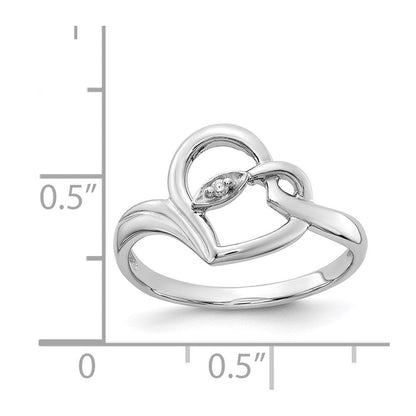 14K Weißgoldring mit natürlichem Diamant in Herzform, VS-Qualität