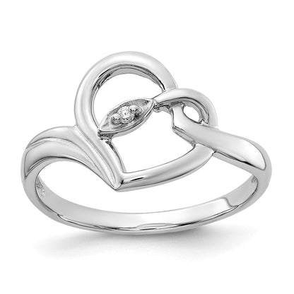 14K Weißgoldring mit natürlichem Diamant in Herzform, VS-Qualität