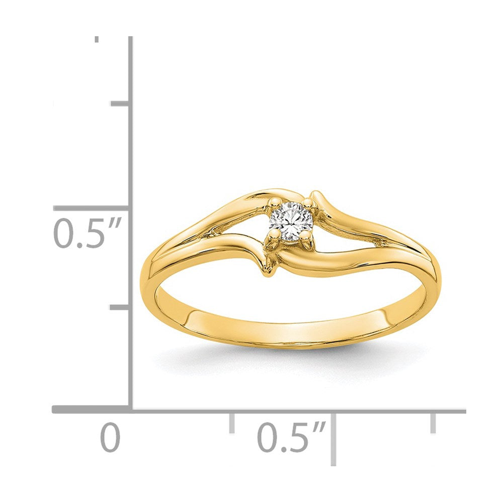 14K Gelbgold Polierter AA-Diamant-Ring