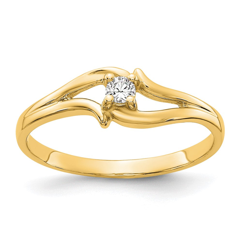 14K Gelbgold Polierter AA-Diamant-Ring
