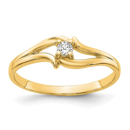 14K Gelbgold Polierter AA-Diamant-Ring